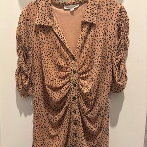 Leopard Print Ruched Blouse